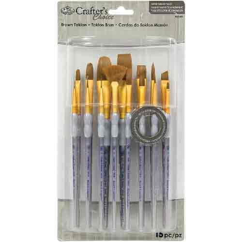 Royal & Langnickel Crafters Choice Rubber Grip Brush Set - (15 Pieces) Brown Talkon Variety  RCC 602